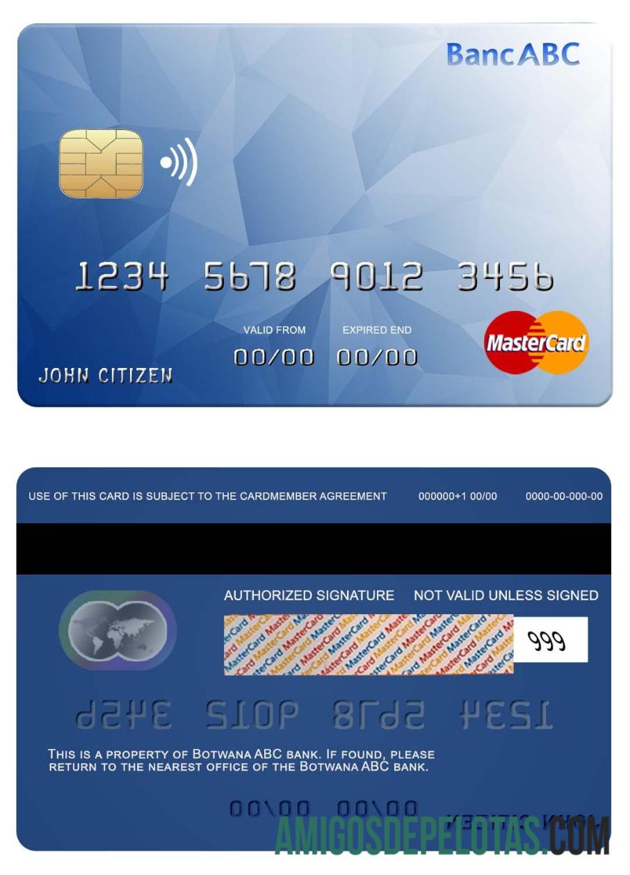 Botsuana ABC Bank Mastercard exemplo